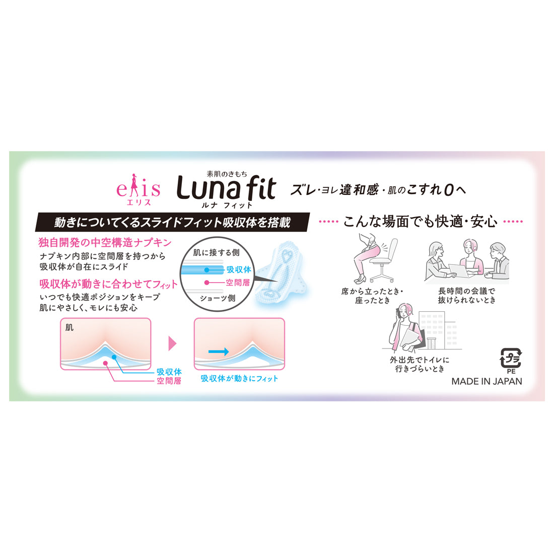 エリス素肌のきもちLuna fit ルナフィット（多い昼~ふつうの日用）羽