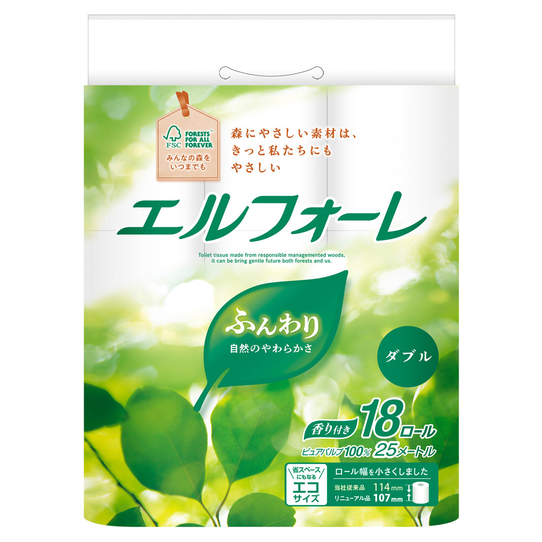 確認用 18ロール付き エルフォーレトイレットティシュー18ロール（ダブル） – エリエール