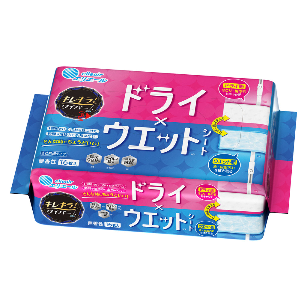 エリエール キレキラ！ワイパードライ×ウェットシート 16枚