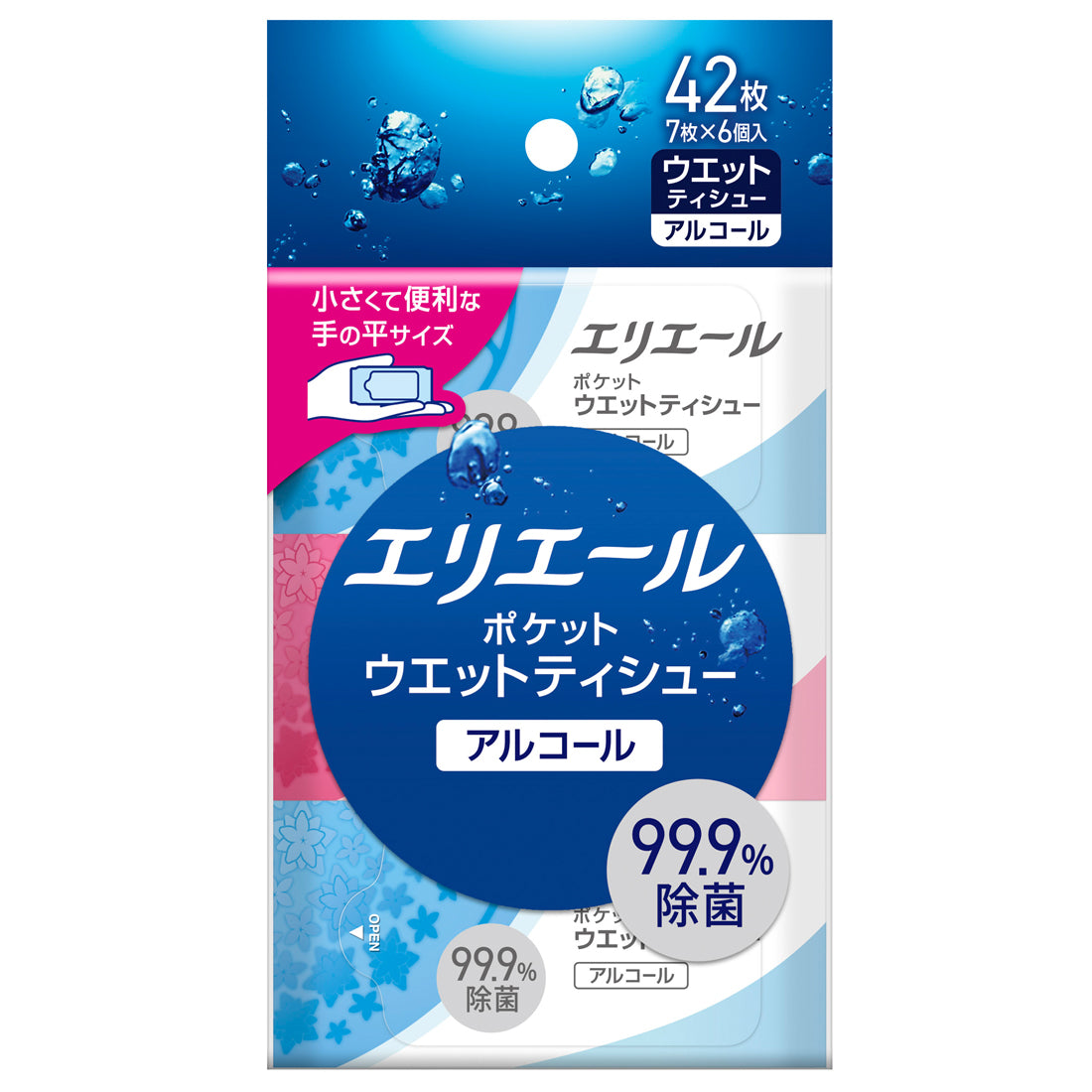 エリエールポケットウエットティシュー　除菌アルコールタイプ　7枚入り 6パック
