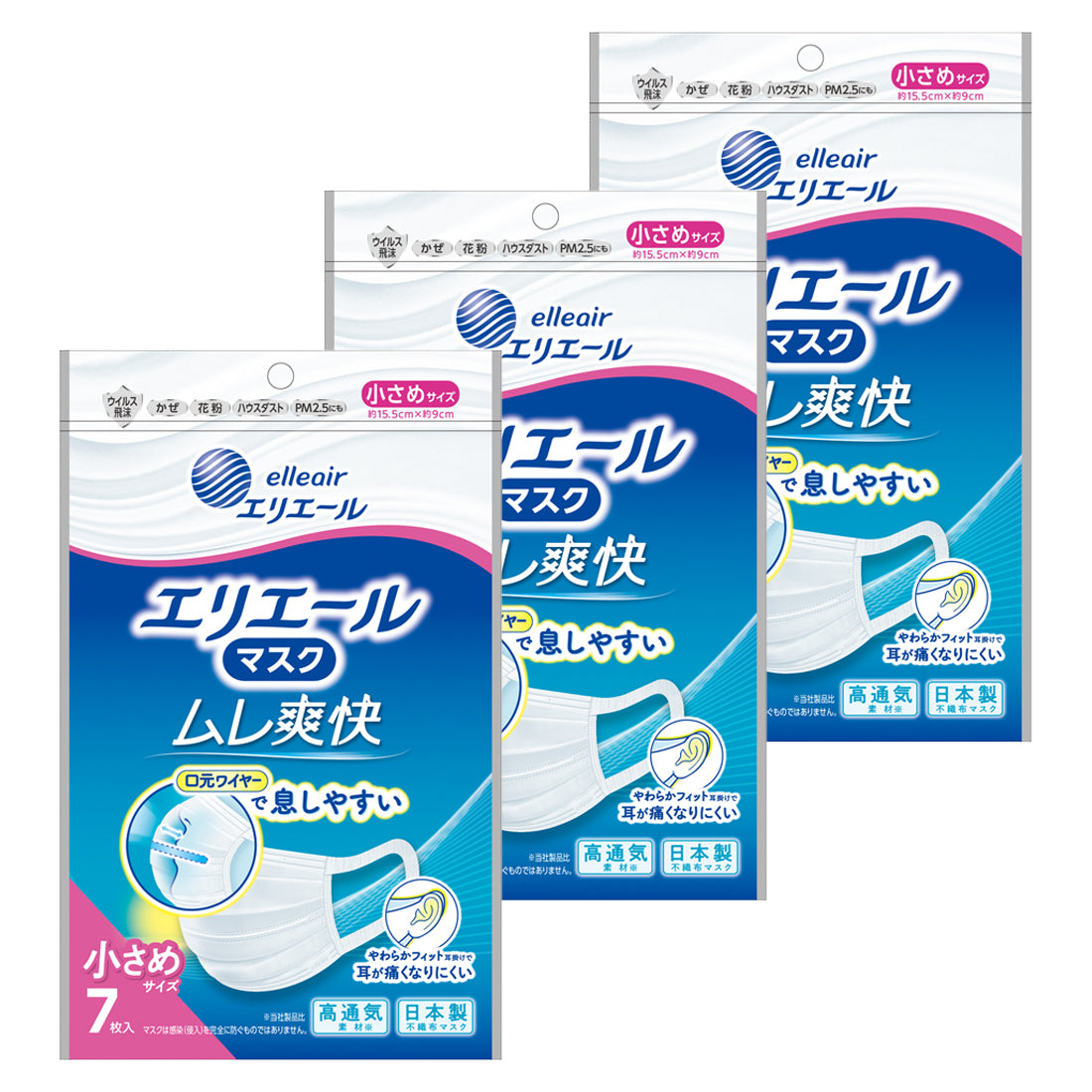 ハイパーブロックマスク ムレ爽快 小さめサイズ7枚 – エリエール