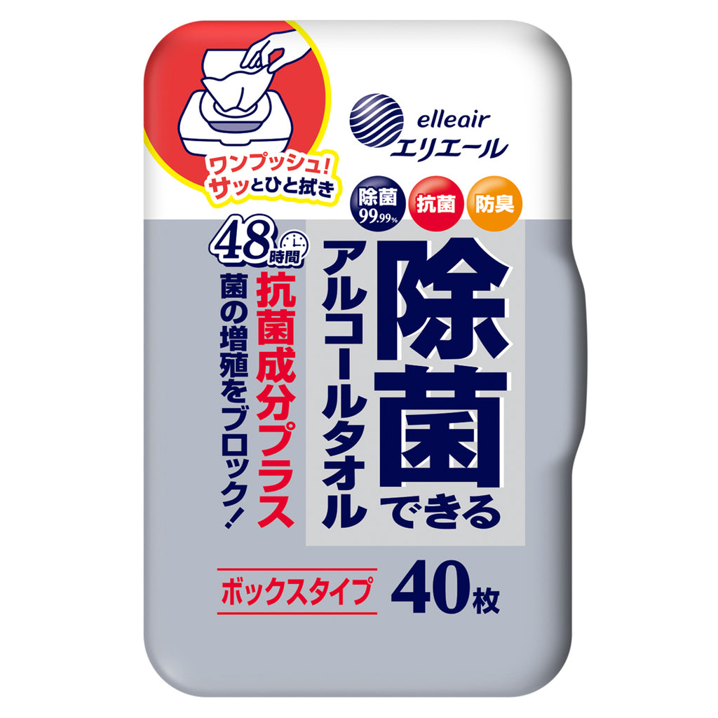 エリエール　除菌できるアルコールタオル抗菌成分プラスボックス　本体40枚